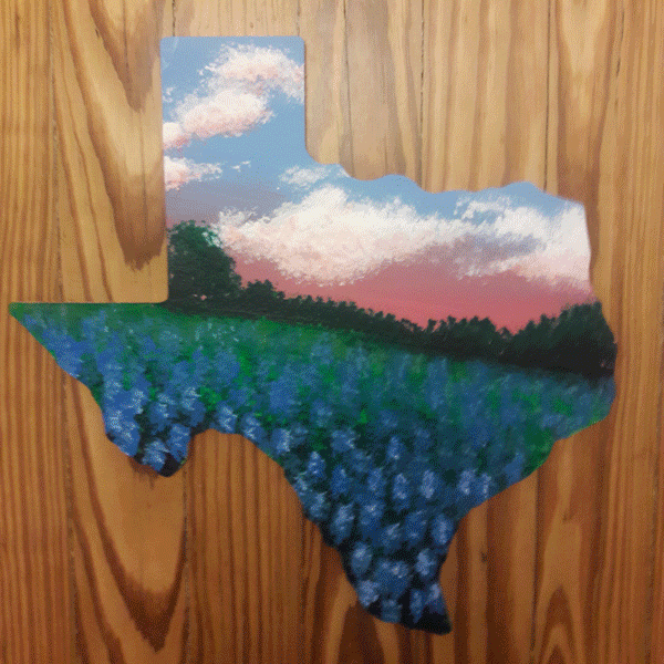 Texas Wooden Cutout - Bluebonnet Field
